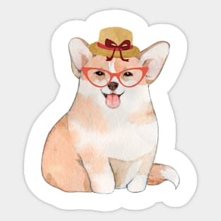 Fashionable Corgi Sticker